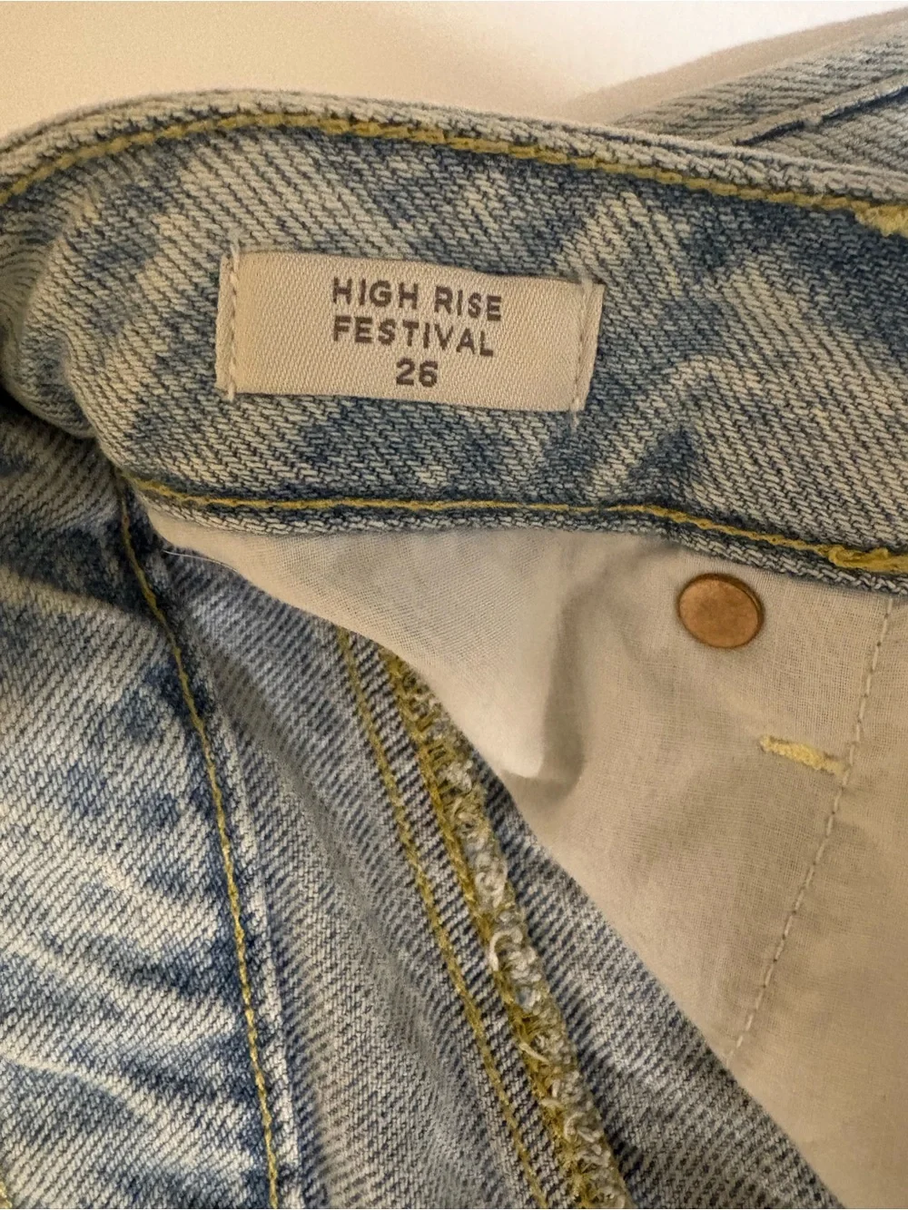 PacSun Women's High Rise Festival Light Wash Denim Cut Off Shorts 26 Button